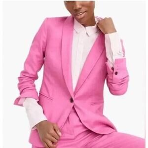 J. Crew Womens Parke Blazer Linen Size 0 Preppy Pink Academia Old Money Ivy